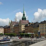 View of Gamla stan (old town) in Stockholm, Sweden with the tower of Tyska kyrkan (the German church). Photographer Jürgen Howaldt