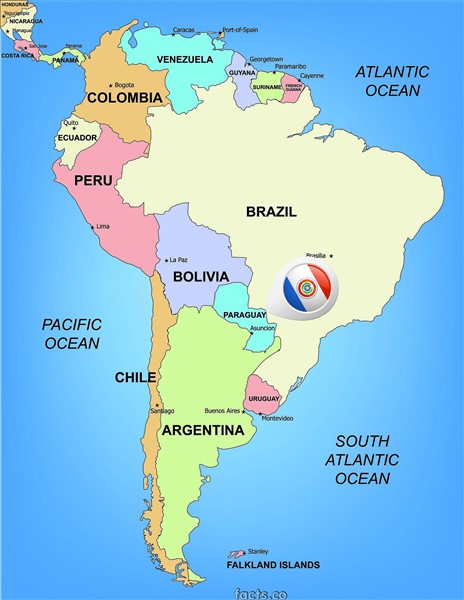 Paraguay Map. Image Source http://paraguaymap.facts.co/paraguaymapof/ParaguaySouthAmericaMap.png