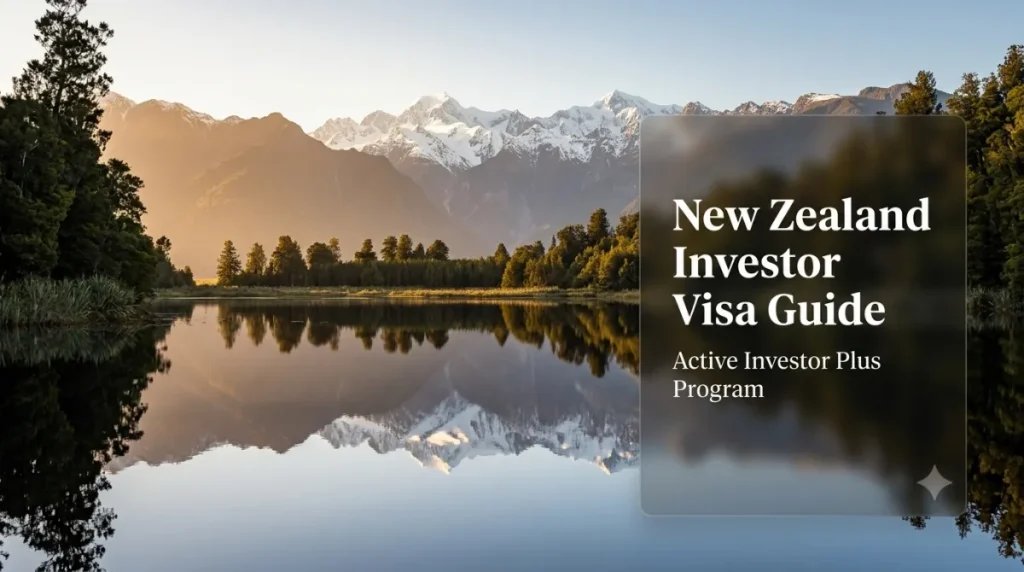 New Zealand investor visa guide featuring Lake Matheson and Mount Cook backdrop for Active Investor Plus program