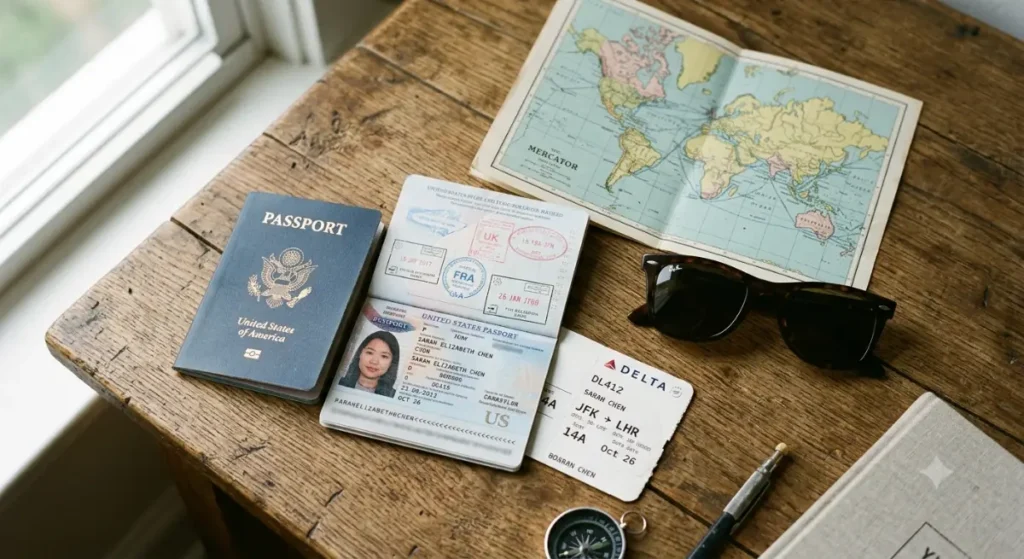 Countries US citizens can travel without a visa - passport and boarding pass