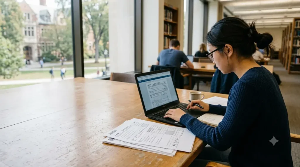 Tax filing in the USA for international students - F-1 student completing IRS Form 1040-NR and Form 8843