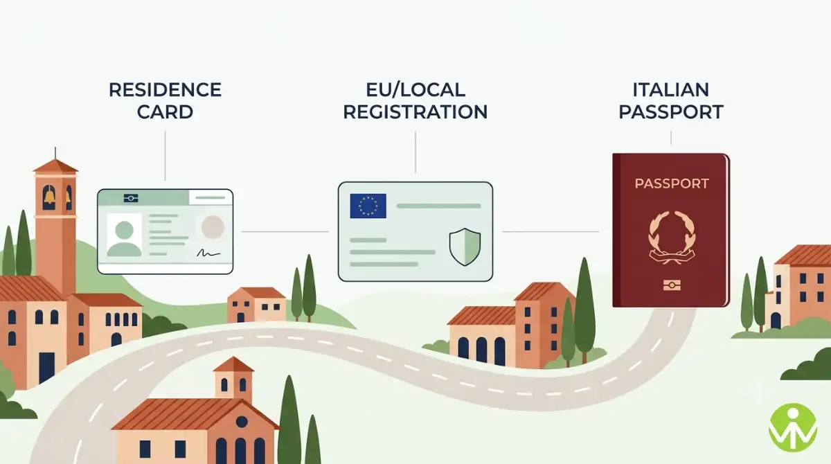 Italy permanent residency path from residence permit to EU long-term permit and citizenship