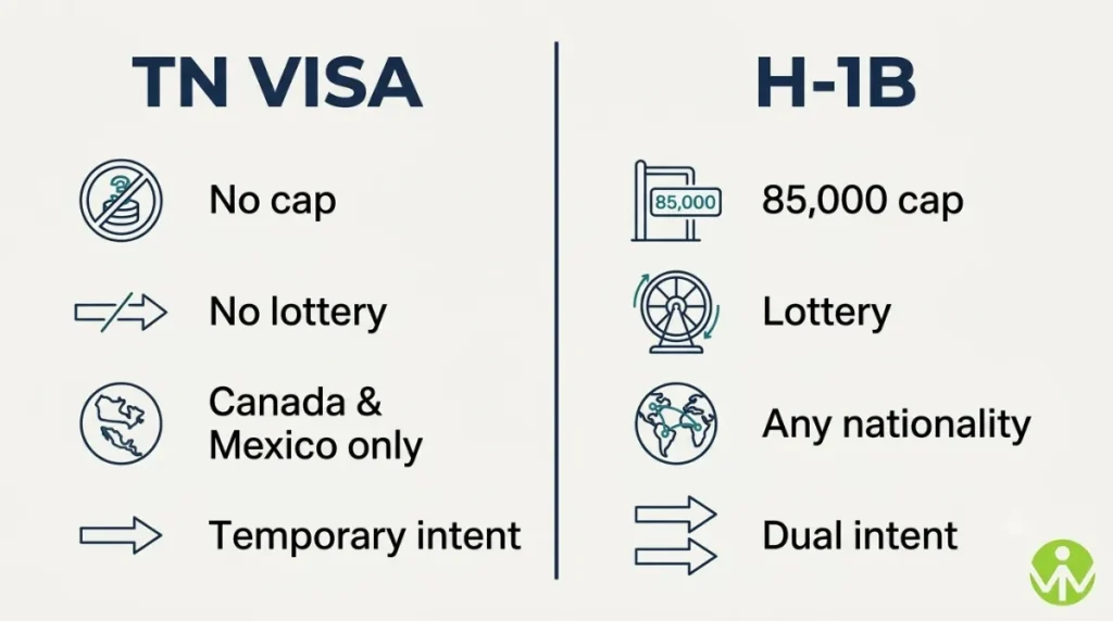 TN visa vs H-1B key differences compared