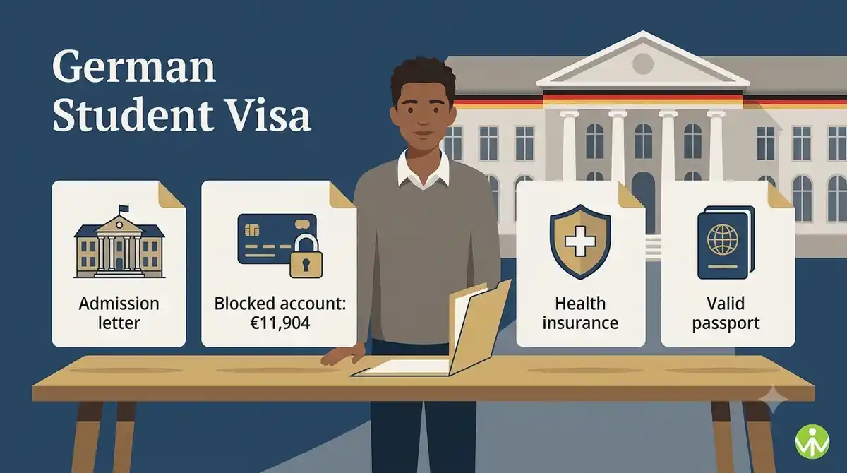 German student visa requirements: admission letter, blocked account, health insurance and passport