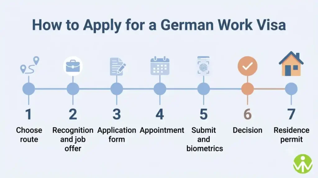 Steps to apply for a German work visa from job offer to residence permit