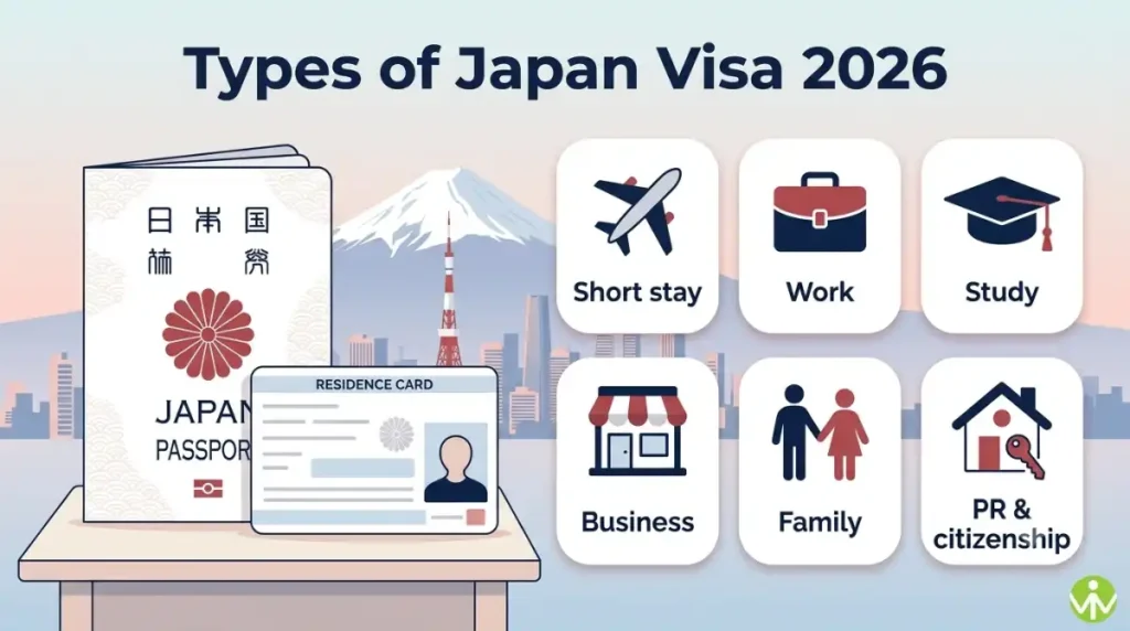 Types of Japan visa in 2026: short-stay, work, study, business, family and residence routes